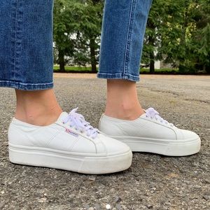 White Leather Platform Supergas
